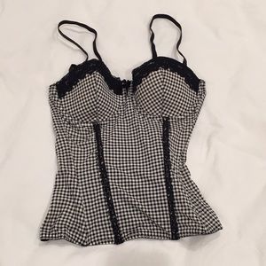 H&M Black and White Checkered Bustier Corset